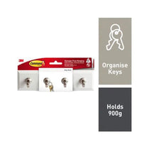 3M Command Key Rail Medium 1 Rail And 6 Small Strips 900g Holding Power - Quartz