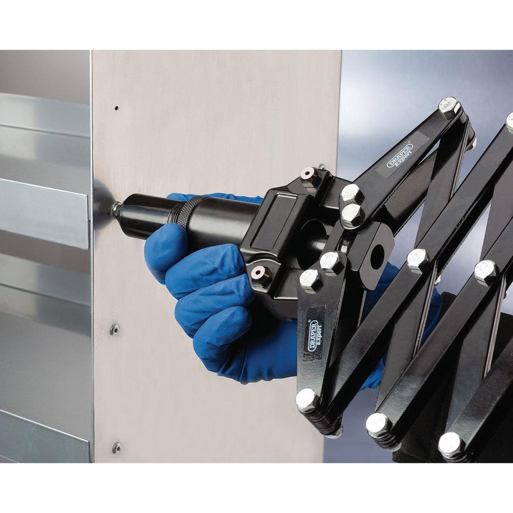 Draper Expert Lazy Tong Riveter With 4 Interchangeable Nozzles - Blue/Black