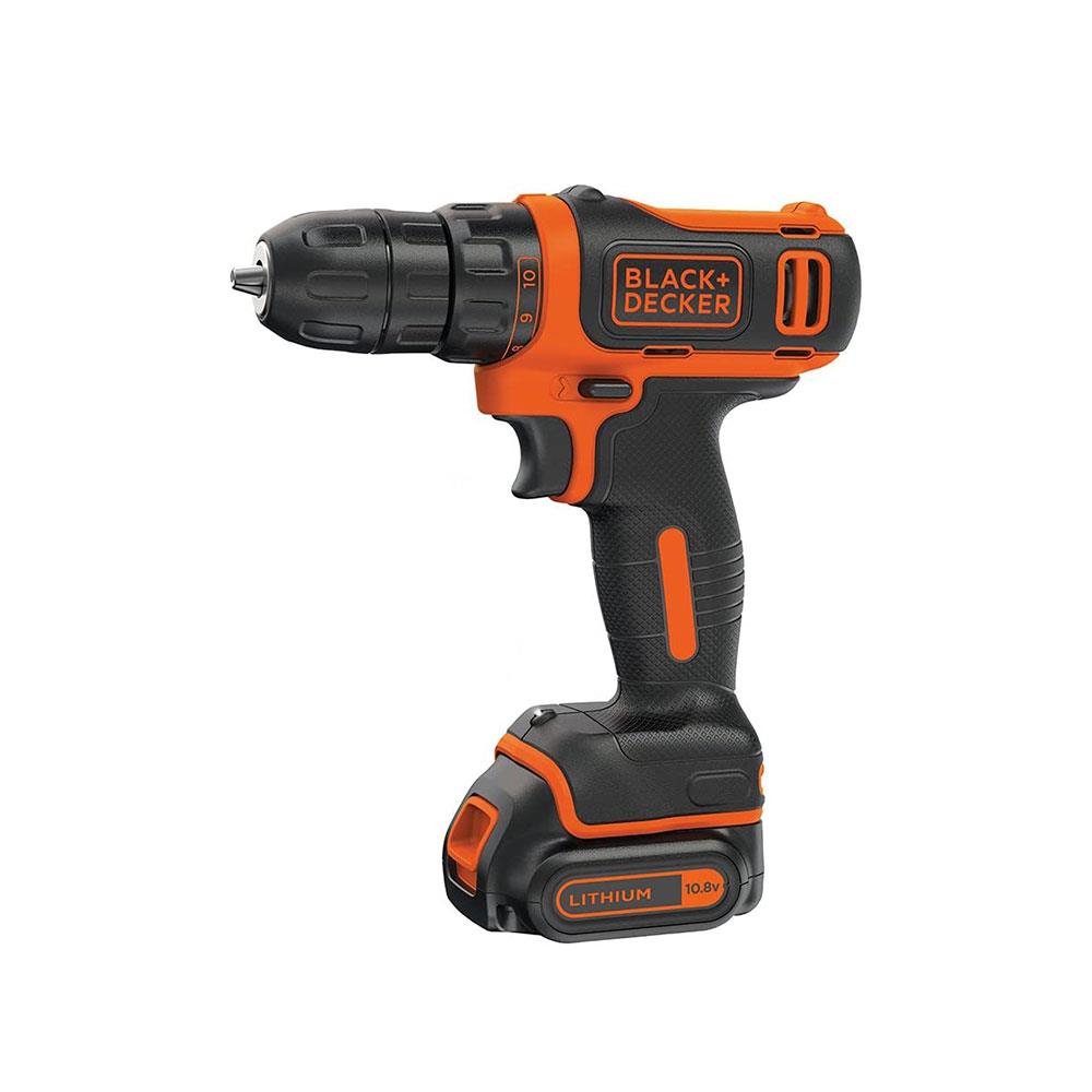 Black & Decker 10.8V Cordless Drill Driver With 1 x 1.5Ah Lithium-Ion - Black/Orange