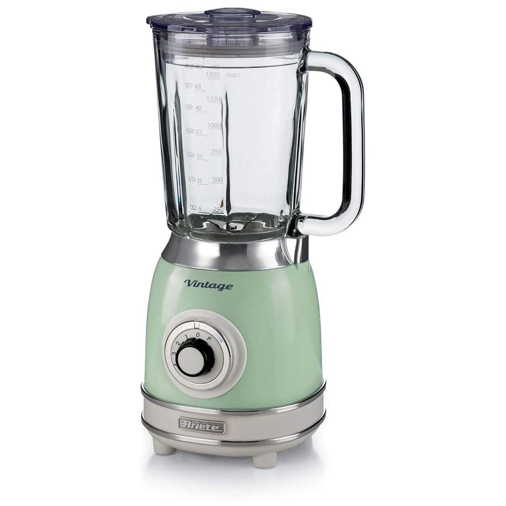 Ariete Vintage 1000W Glass Jug Blender 1.5L with 4 Speeds Pulse Ice Crush Stainless Steel Blades Green