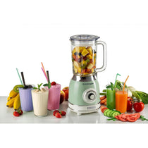 Ariete Vintage 1000W Glass Jug Blender 1.5L with 4 Speeds Pulse Ice Crush Stainless Steel Blades Green