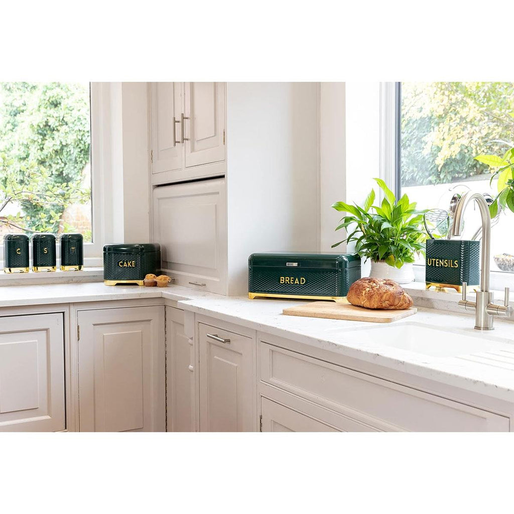 KitchenCraft Lovello Textured Cake Tin - Hunter Green/Gold
