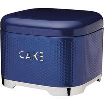 KitchenCraft Lovello Textured Cake Storage Tin With Geometric Hexagon Pattern - Midnight Navy