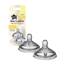 Tommee Tippee Close To Nature Anti-Colic Baby Bottle Medium Flow Teats 3+ Months - 2 Pack