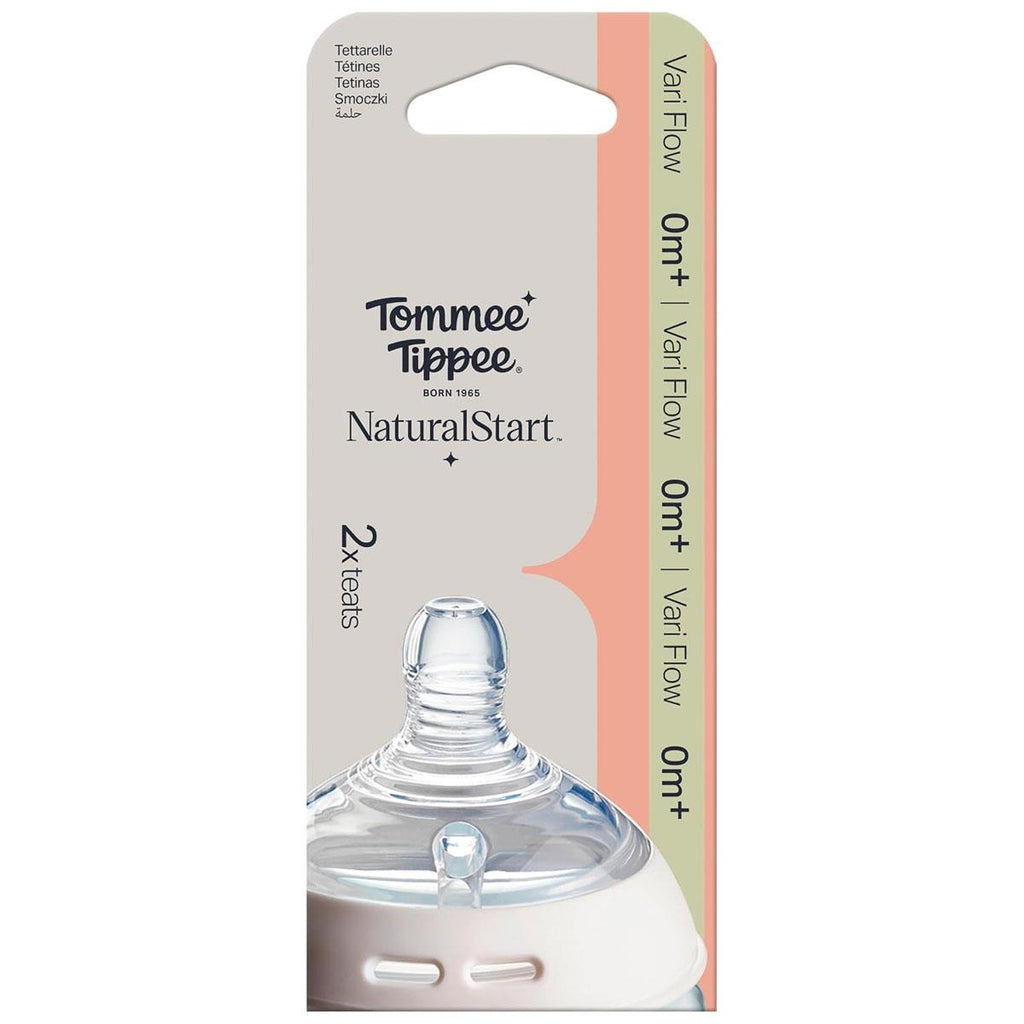 Tommee Tippee Close To Nature Anti-Colic Baby Bottle Vari Flow Teats 0+ Months - 2 Pack