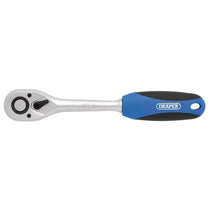 Draper 1/2 Inch Square Drive 72 Tooth Reversible Soft Grip Ratchet - Blue