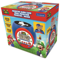 Lexibook Super Mario Childrens Projector Clock With Night Light Timer Snooze Alarm - Red/Blue