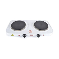 Lloytron Kitchen Perfected 2000W Double Hotplate Cast Iron Variable Heat Settings Power Indicator - White