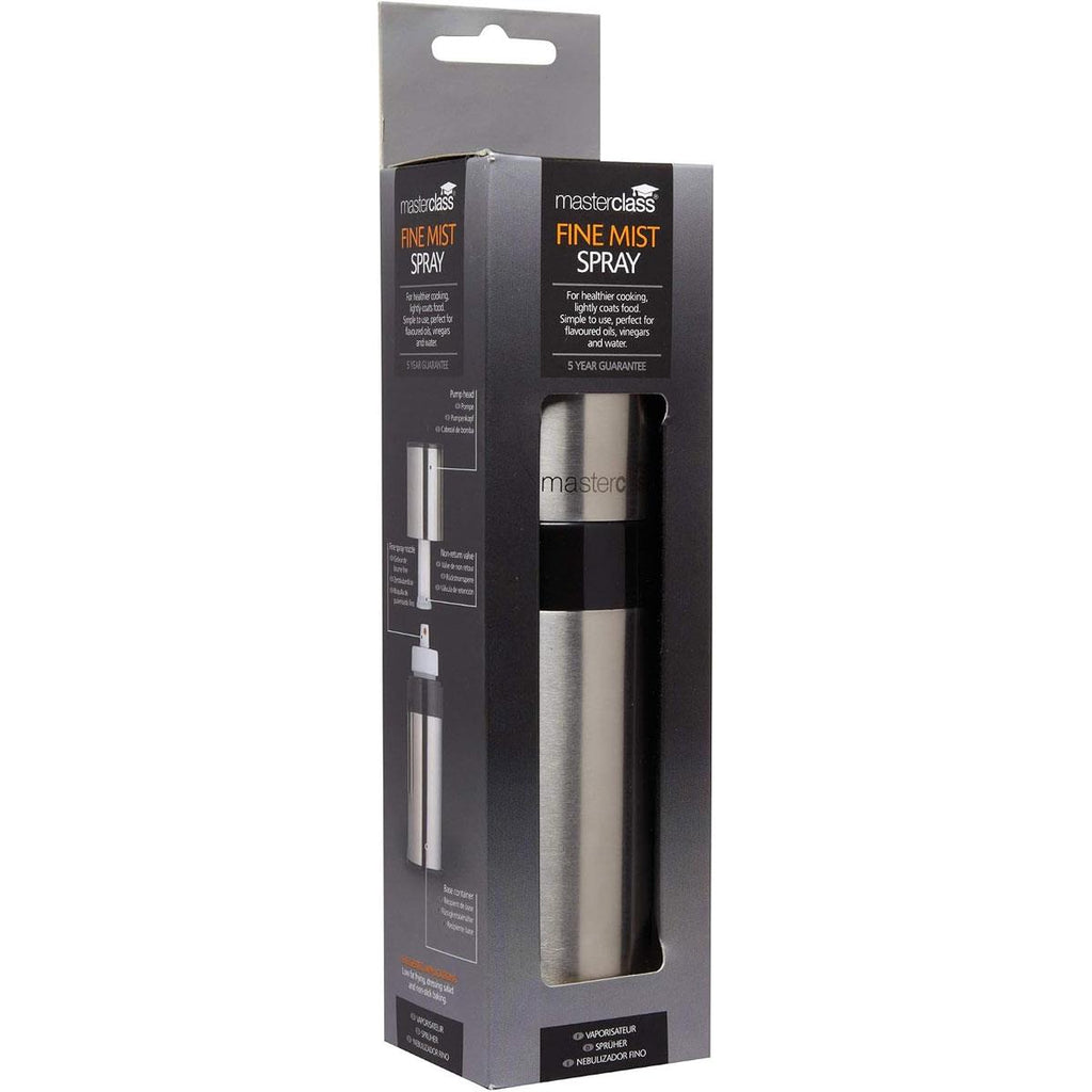 KitchenCraft MasterClass Oil Mist Sprayer Bottle Stainless Steel Pump Action 150ml - Silver