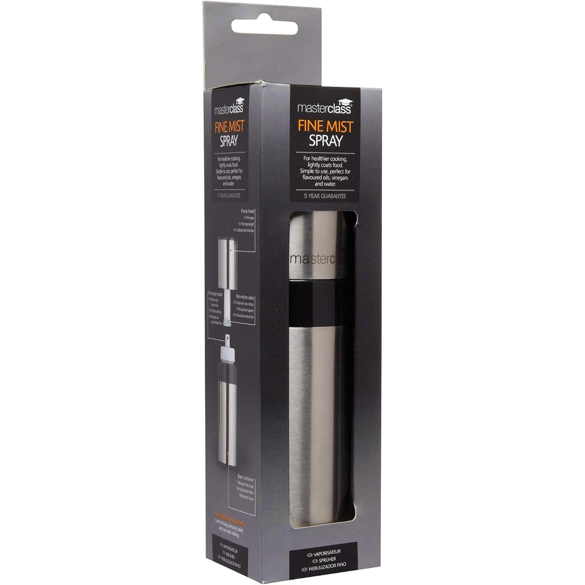 KitchenCraft MasterClass Oil Mist Sprayer Bottle Stainless Steel Pump Action 150ml - Silver