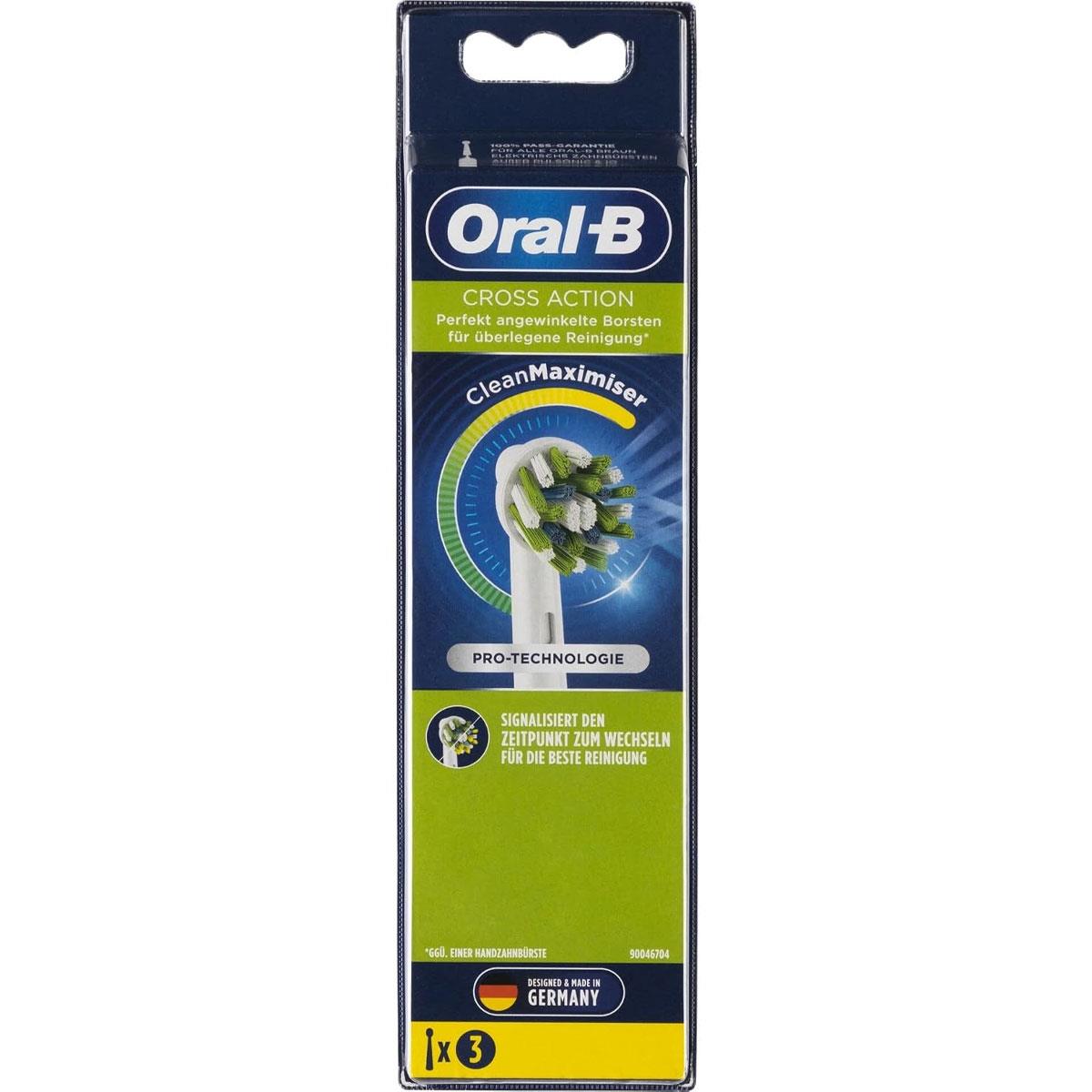 Oral-B Cross Action Clean Maximizer Electric Toothbrushes Replacement Brush Heads 3 Pack - White