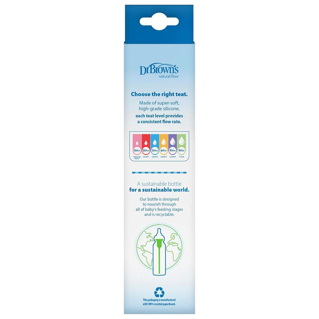 Dr Brown Natural Flow Options+ Anti-Colic Baby Feeding Bottle With Level 1 Teat Narrow Neck 250ml - 1 Pack