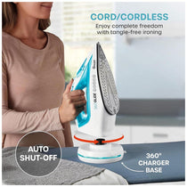 Swan 2-In-1 Cord or Cordless Steam Iron 360 Glide Ceramic Soleplate 2800W 300ml Water Tank - Blue