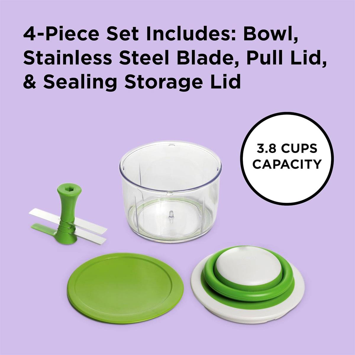 Chef'n VeggiChop Vegetable Chopper For Chopping Nuts Herbs Onions Tomatoes - White/Green