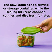 Chef'n VeggiChop Vegetable Chopper For Chopping Nuts Herbs Onions Tomatoes - White/Green