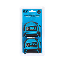 OX Tools Pro Double Locking Tape Measure Twin Pack 5m/16ft - Blue