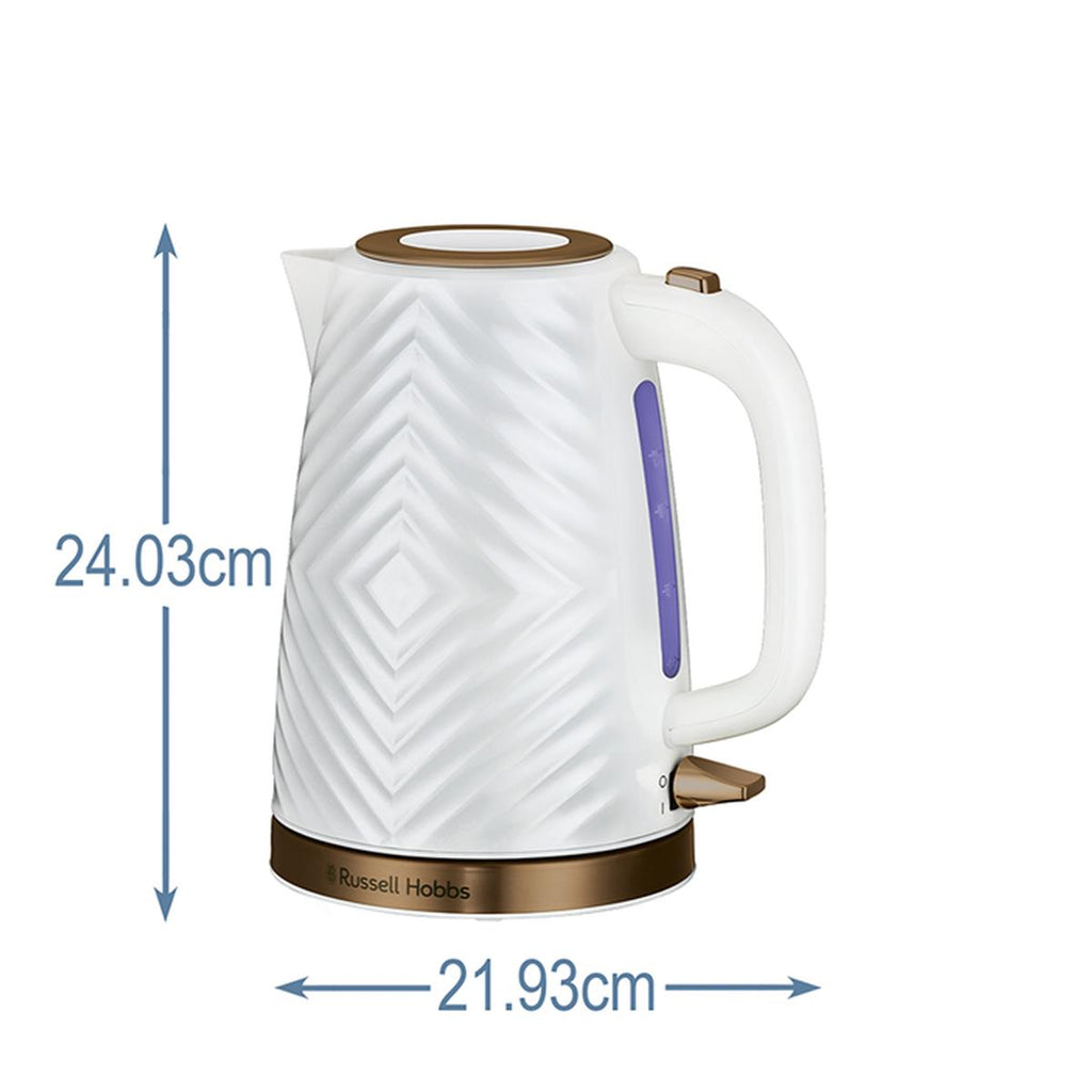 Russell Hobbs Groove Electric Kettle With Perfect Pour 3000W 1.7 Litre - White