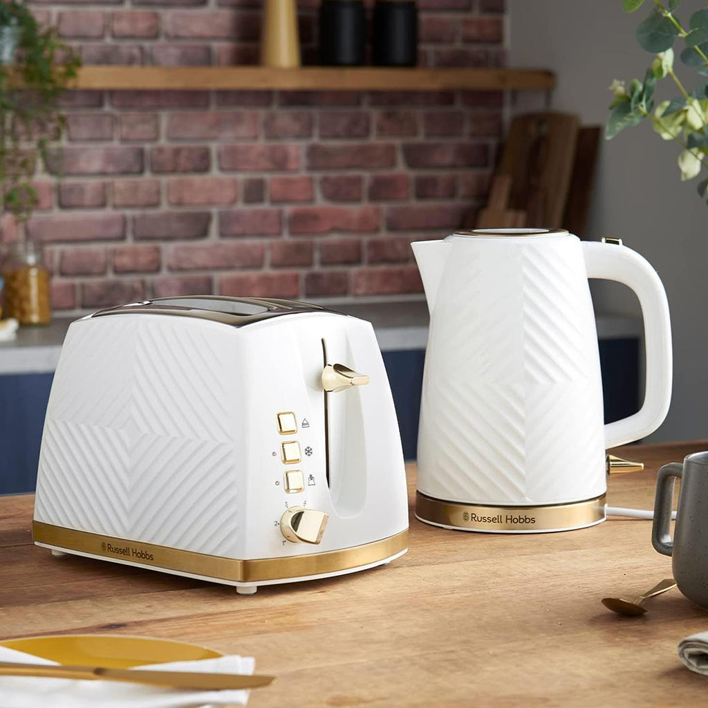 Russell Hobbs Groove Electric Kettle With Perfect Pour 3000W 1.7 Litre - White