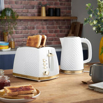 Russell Hobbs Groove 2 Slice Toaster With Frozen Cancel And Reheat Settings 850W - White