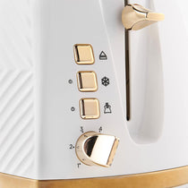 Russell Hobbs Groove 2 Slice Toaster With Frozen Cancel And Reheat Settings 850W - White