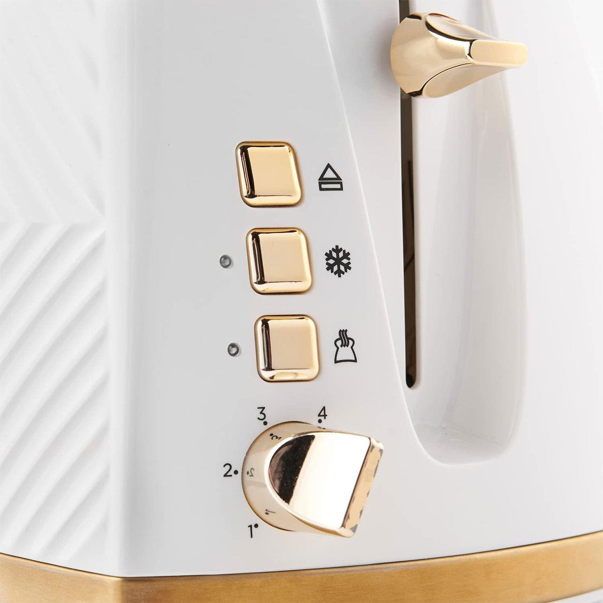 Russell Hobbs Groove 2 Slice Toaster With Frozen Cancel And Reheat Settings 850W - White