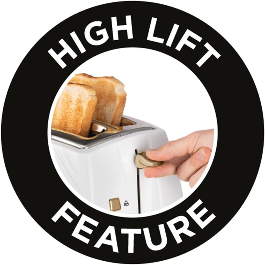 Russell Hobbs Groove 2 Slice Toaster With Frozen Cancel And Reheat Settings 850W - White