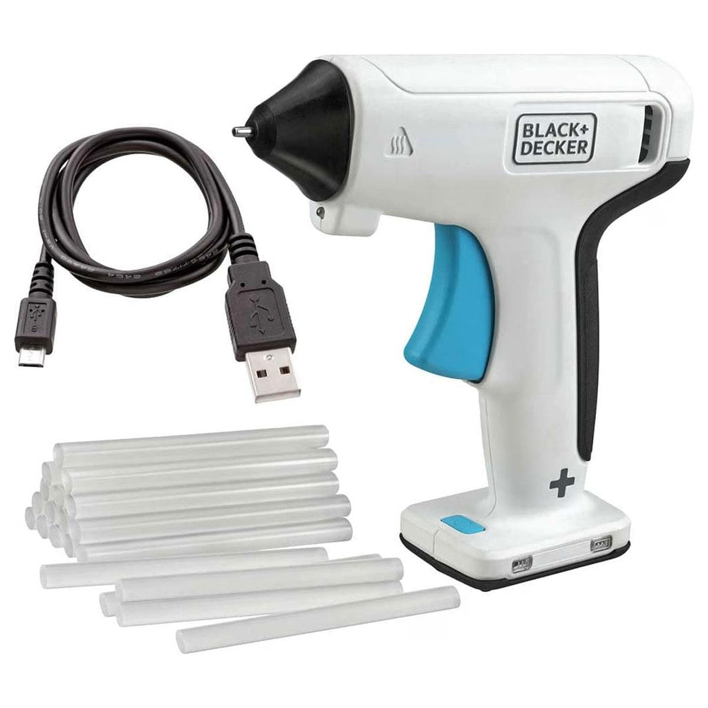 Black & Decker 3.6V Cordless Glue Gun Built-In LED - White
