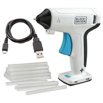 Black & Decker 3.6V Cordless Glue Gun Built-In LED - White