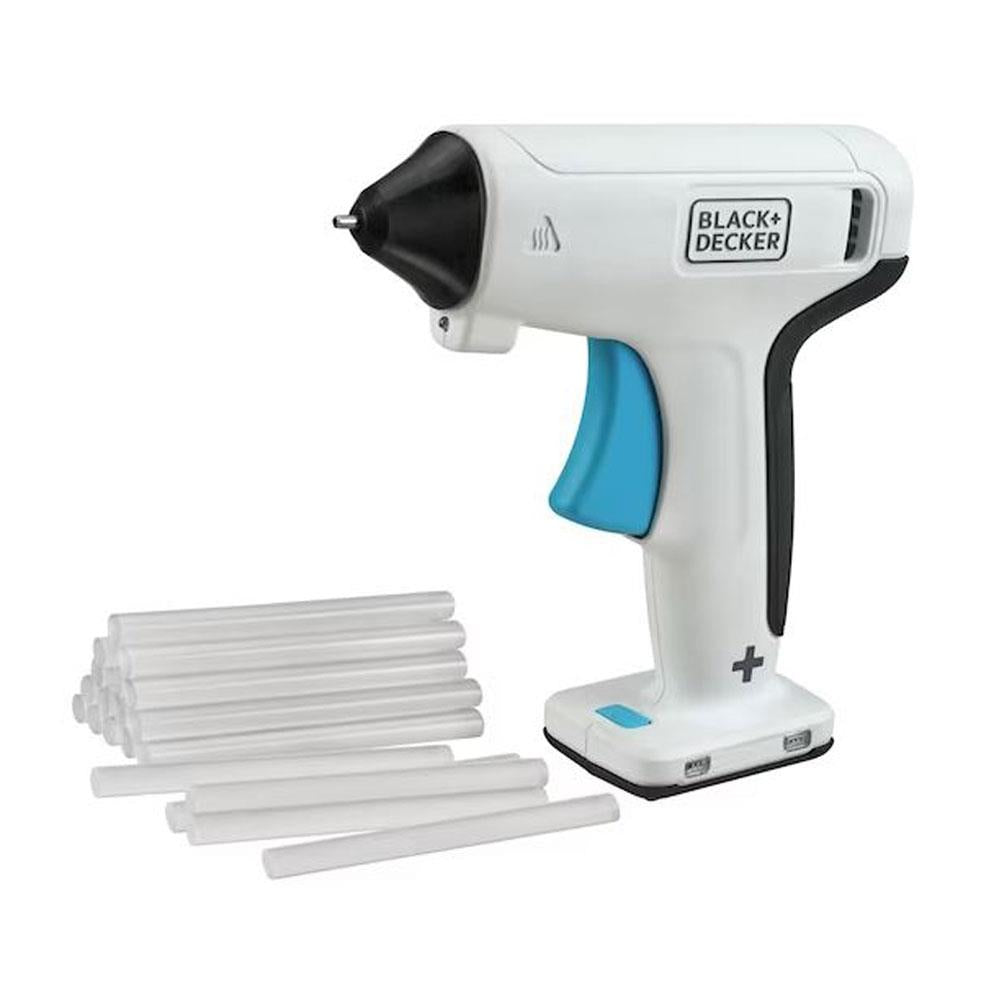 Black & Decker 3.6V Cordless Glue Gun Built-In LED - White