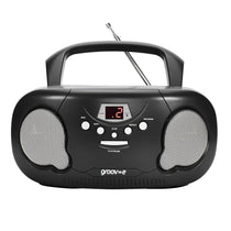 Groov-e Original Boombox Portable CD Player With Radio 3.5mm AUX Input Headphone Jack - Black