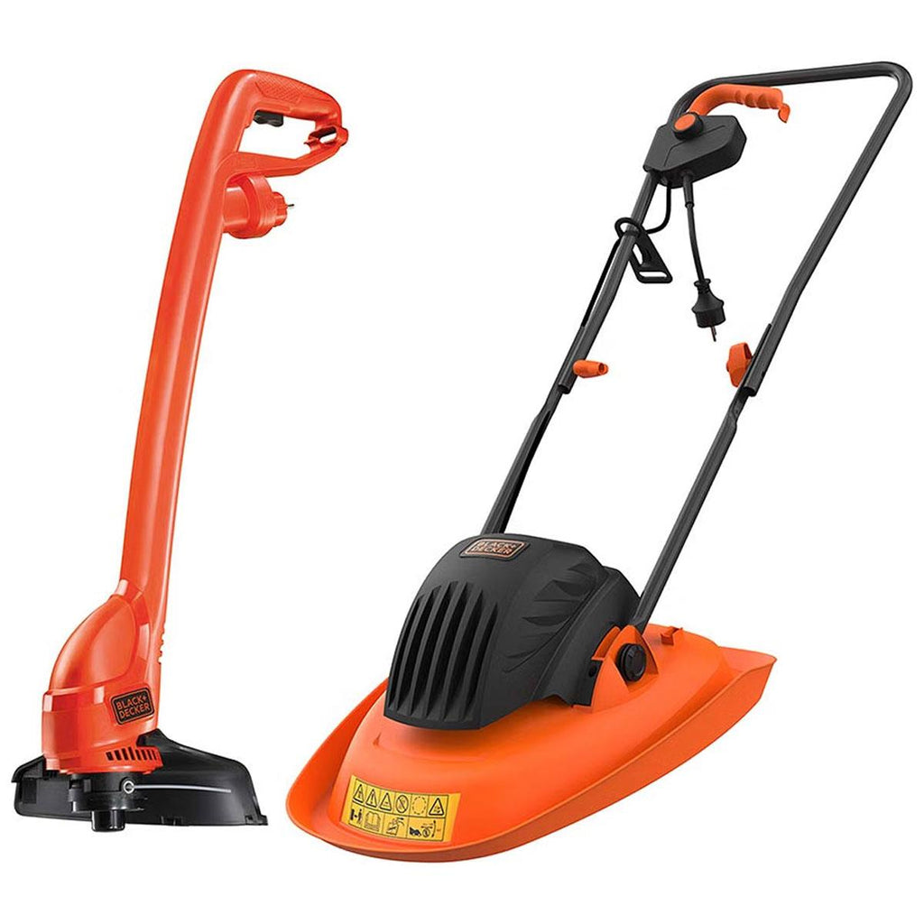 Black & Decker Electric Hover Mower With GL250 Strimmer Grass Strimmer 1200W 30cm - Orange/Black
