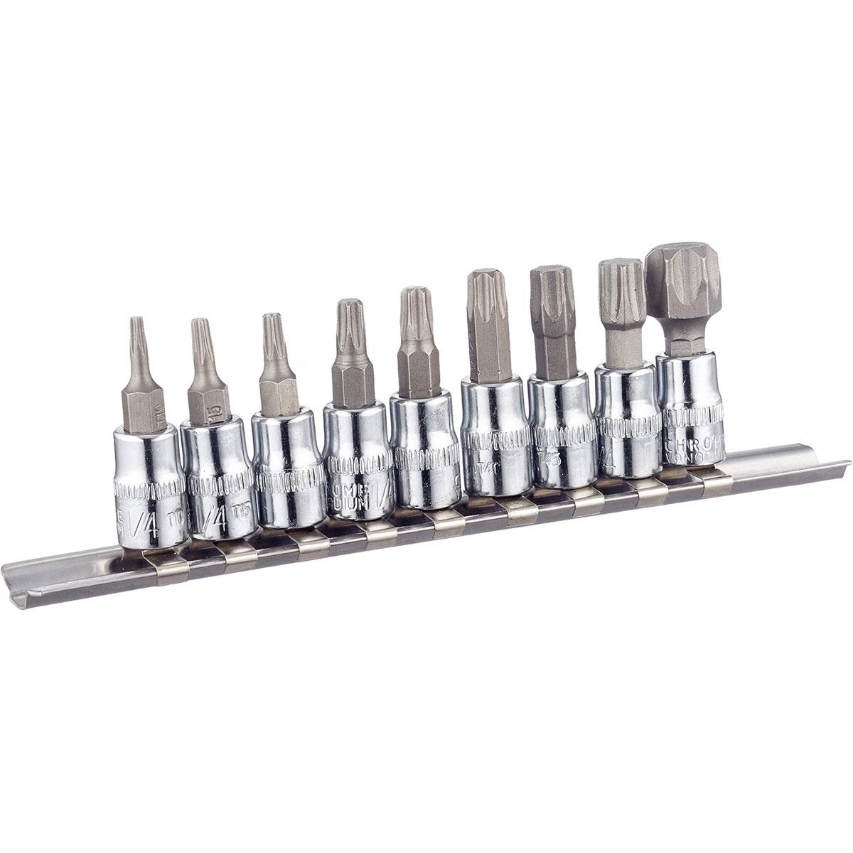 Blue Spot Tools 1/4 Inch Torx Bit Socket Set (T10-T60) - 9 Piece