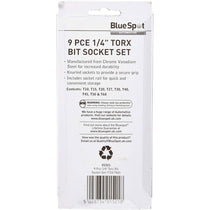 Blue Spot Tools 1/4 Inch Torx Bit Socket Set (T10-T60) - 9 Piece