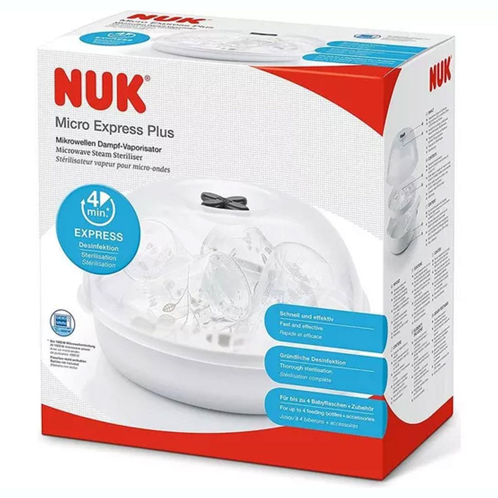 NUK Micro Express Plus Microwave Bottle Steriliser - White/Clear
