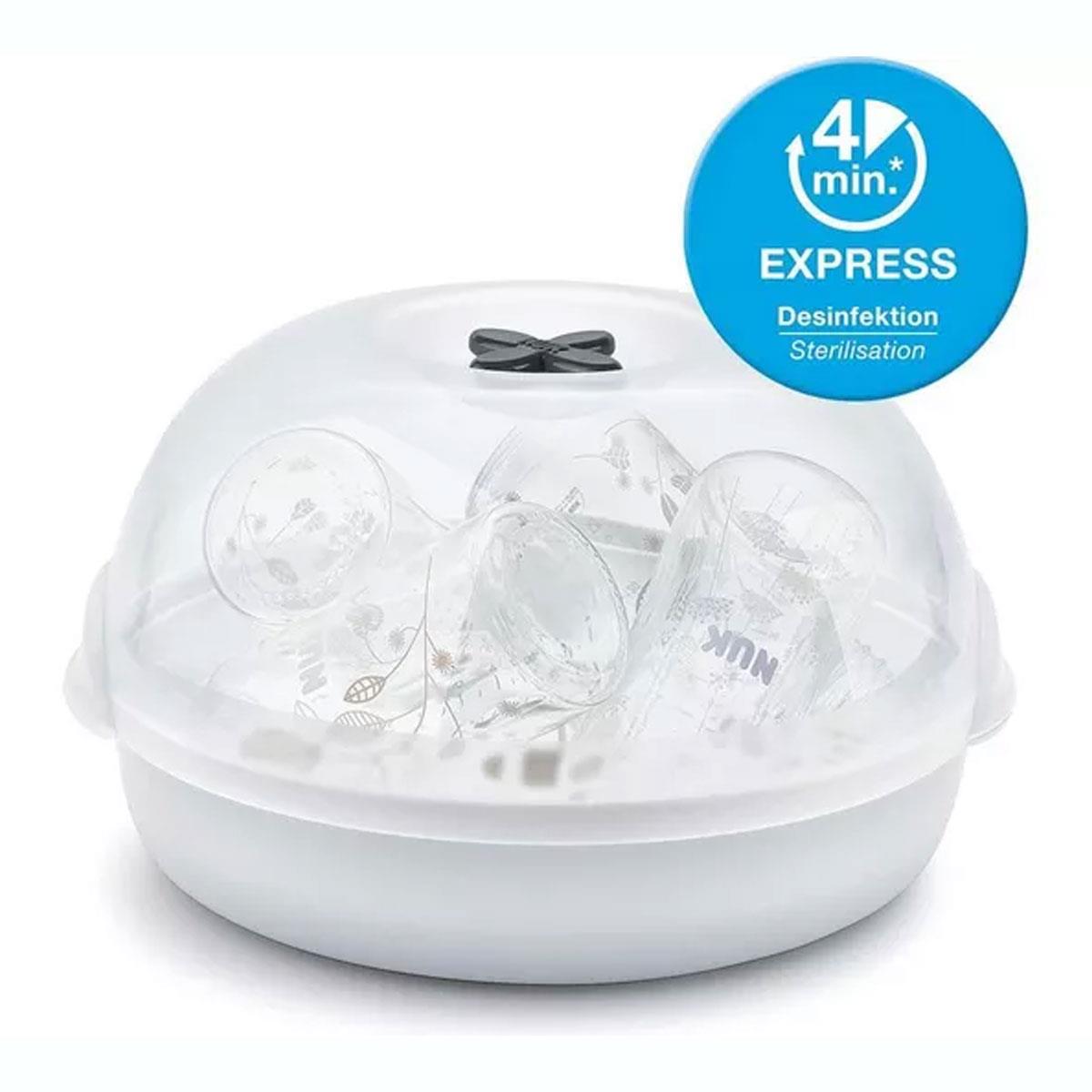 NUK Micro Express Plus Microwave Bottle Steriliser - White/Clear