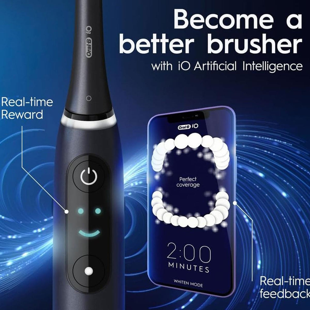 Oral-B iO8 Electric Toothbrushes With Magnetic Technology 6 Modes Travel Case - Black