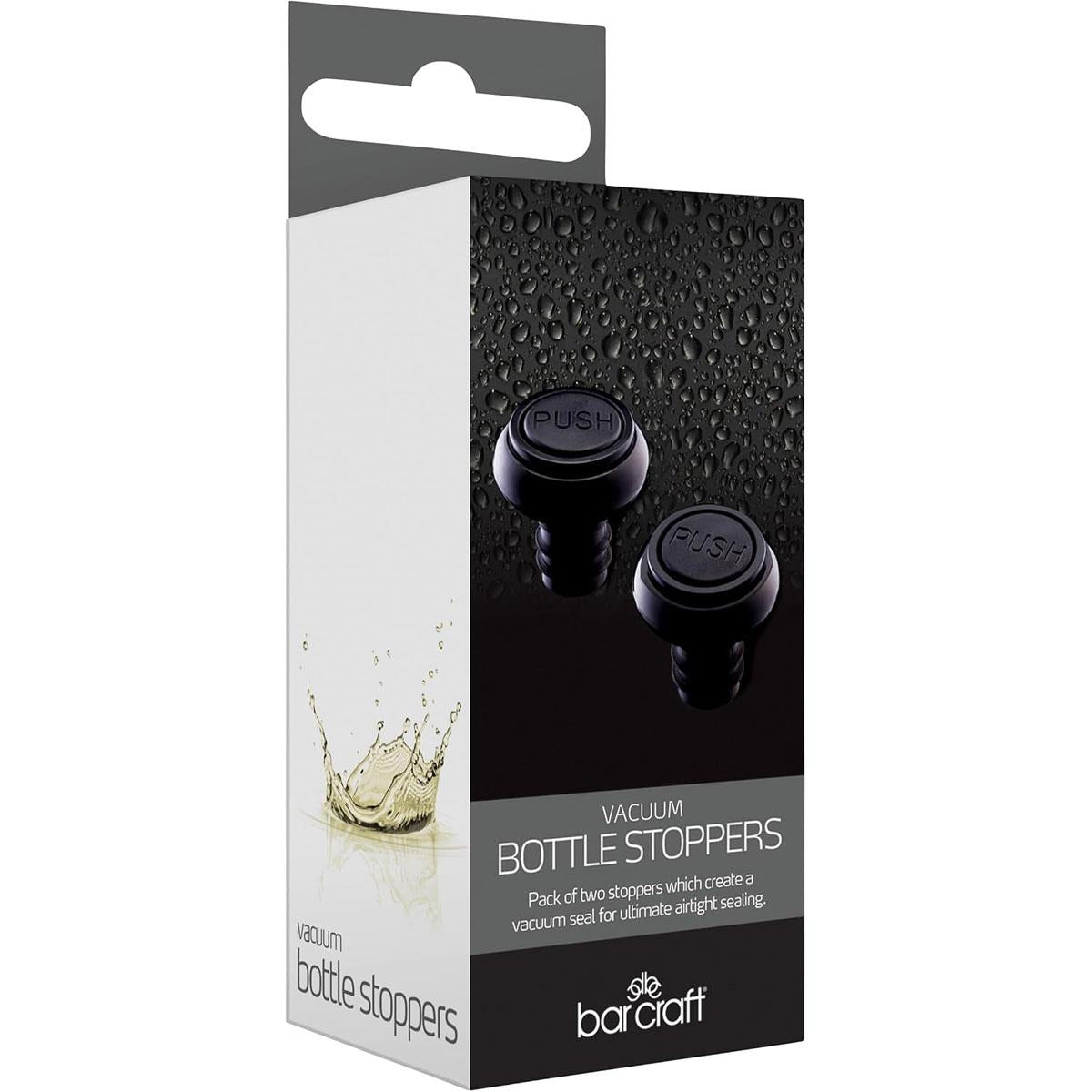 KitchenCraft BarCraft Deluxe Vacuum Bottle Stoppers Set of 2 - Black