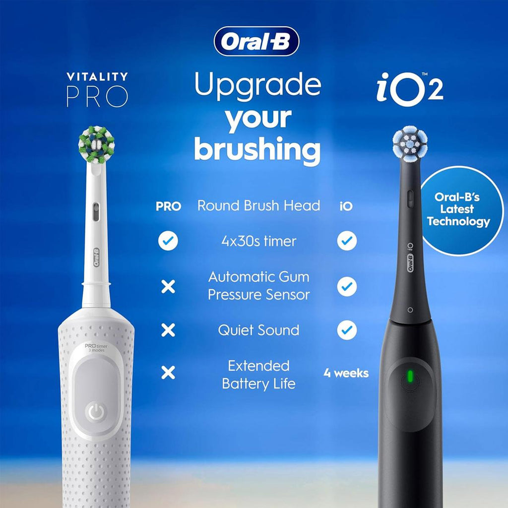 Oral-B Vitality Pro 2 X Electric Toothbrushes 2 Tooth Brush Heads 3 Modes Christmas Gifts - Black And Blue