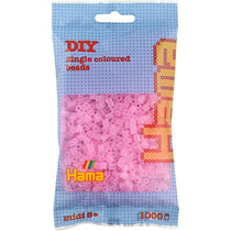 Hama Beads 1000 Bead Refill Bag - Translucent Pink