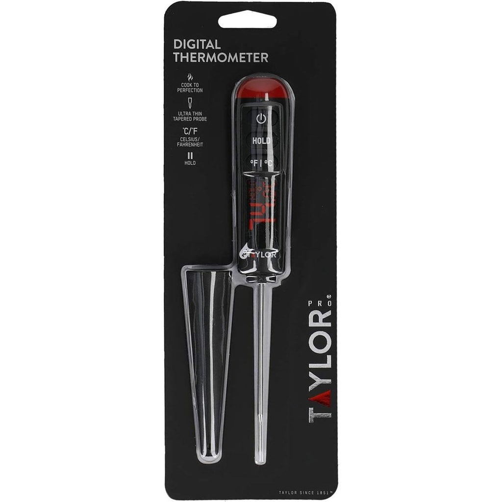Taylor Pro Digital Food Thermometer Probe With Bright LED Display - Black