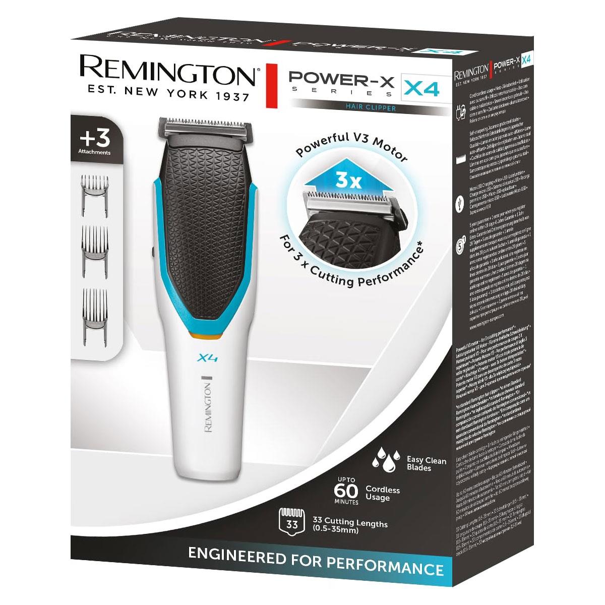 Remington Power X Series X4 Hair Clipper Cordless With Japanese Grade Steel Blades - White/Black