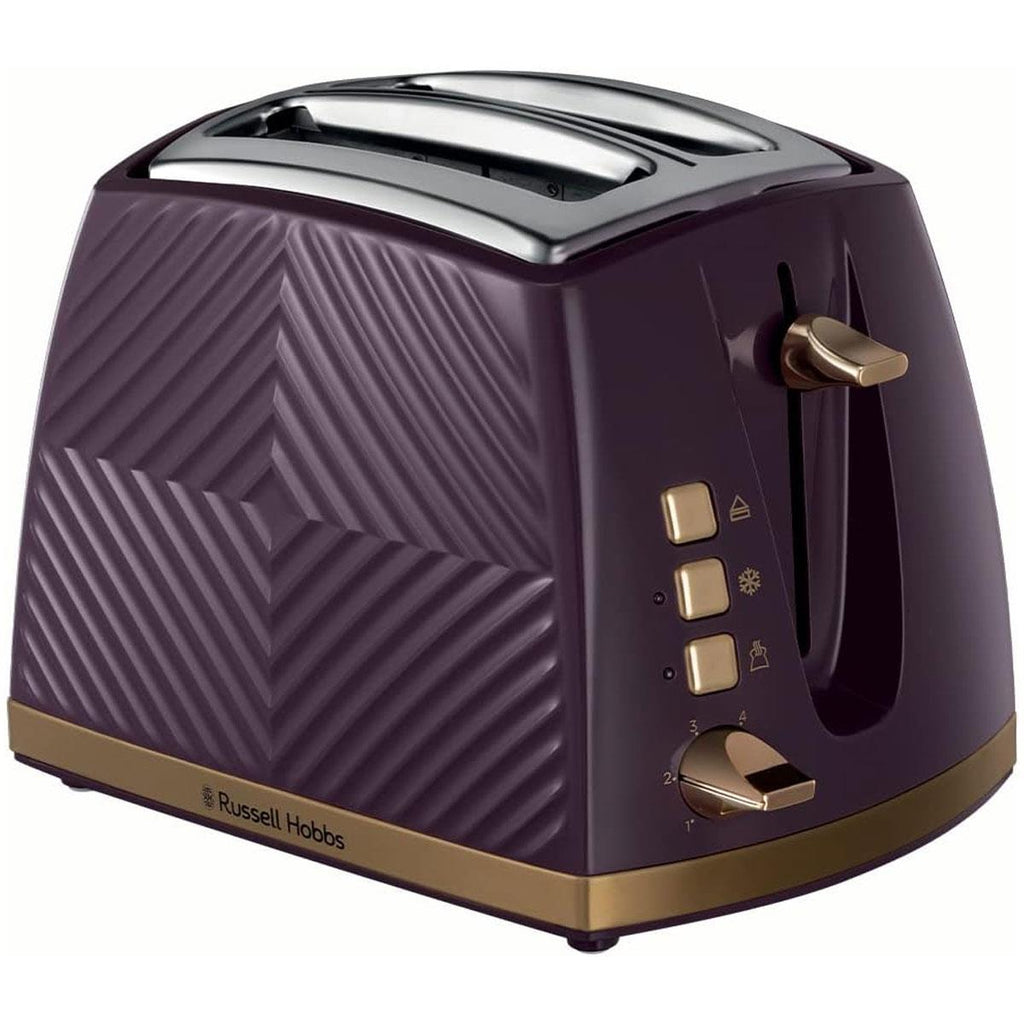 Russell Hobbs Groove 2 Slice Toaster With Frozen Cancel And Reheat Settings 850W - Mulberry