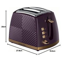 Russell Hobbs Groove 2 Slice Toaster With Frozen Cancel And Reheat Settings 850W - Mulberry