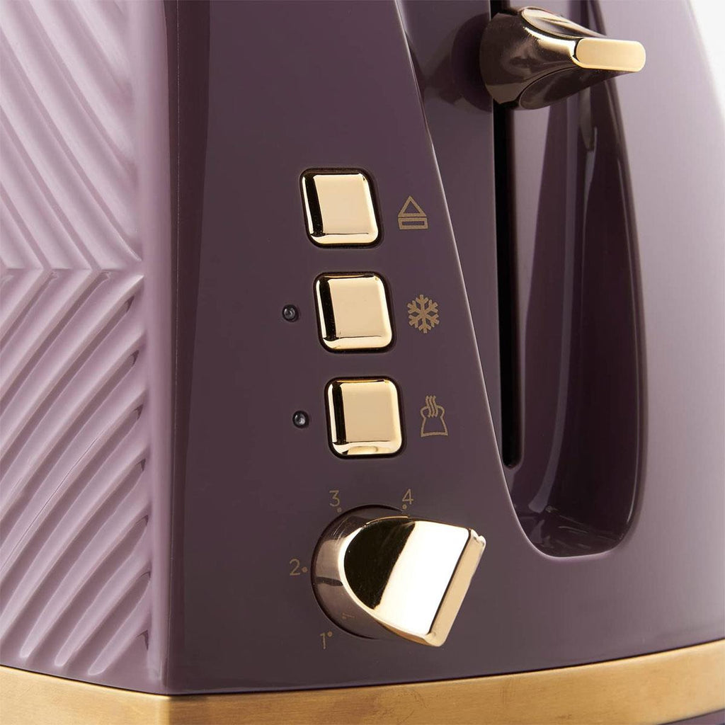 Russell Hobbs Groove 2 Slice Toaster With Frozen Cancel And Reheat Settings 850W - Mulberry