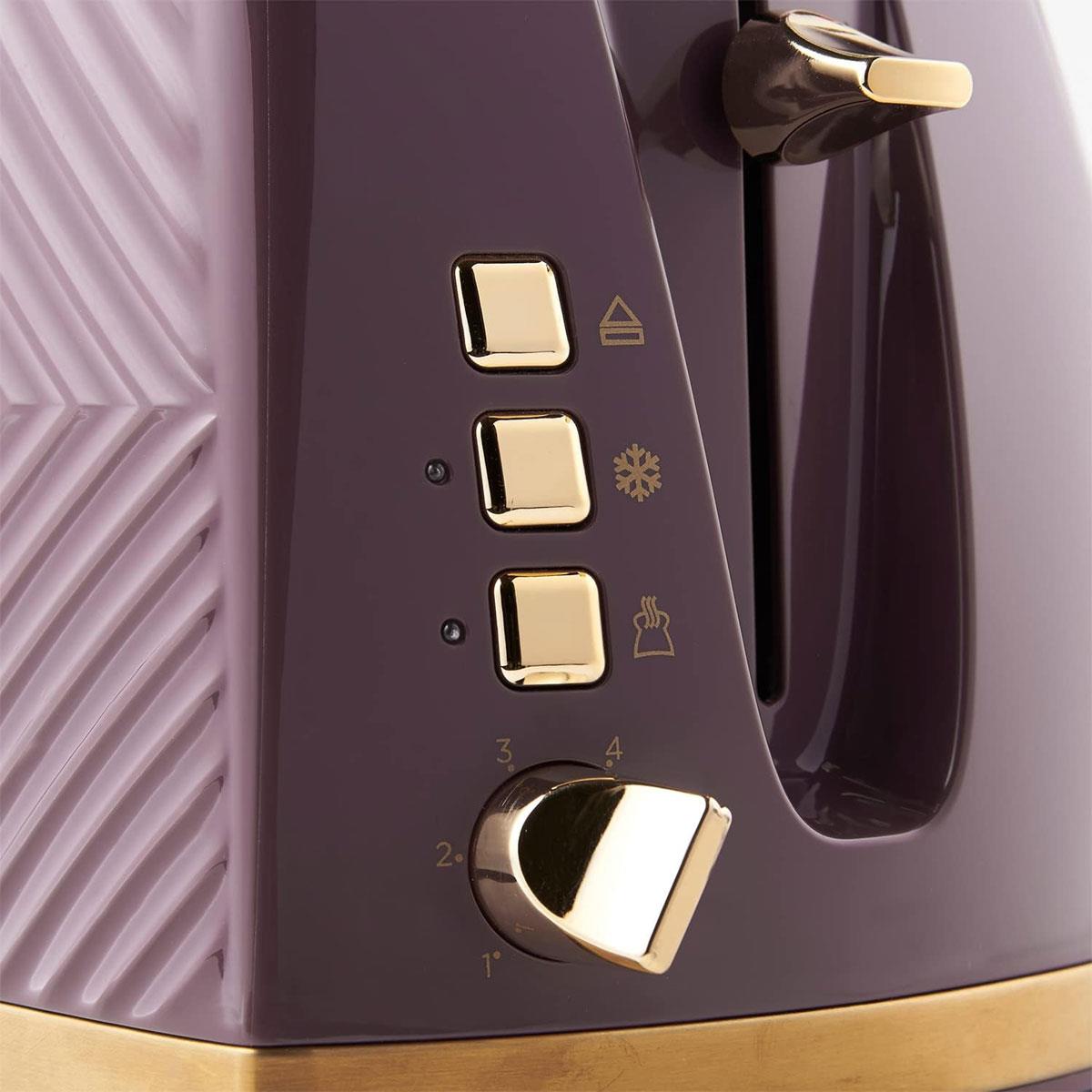 Russell Hobbs Groove 2 Slice Toaster With Frozen Cancel And Reheat Settings 850W - Mulberry
