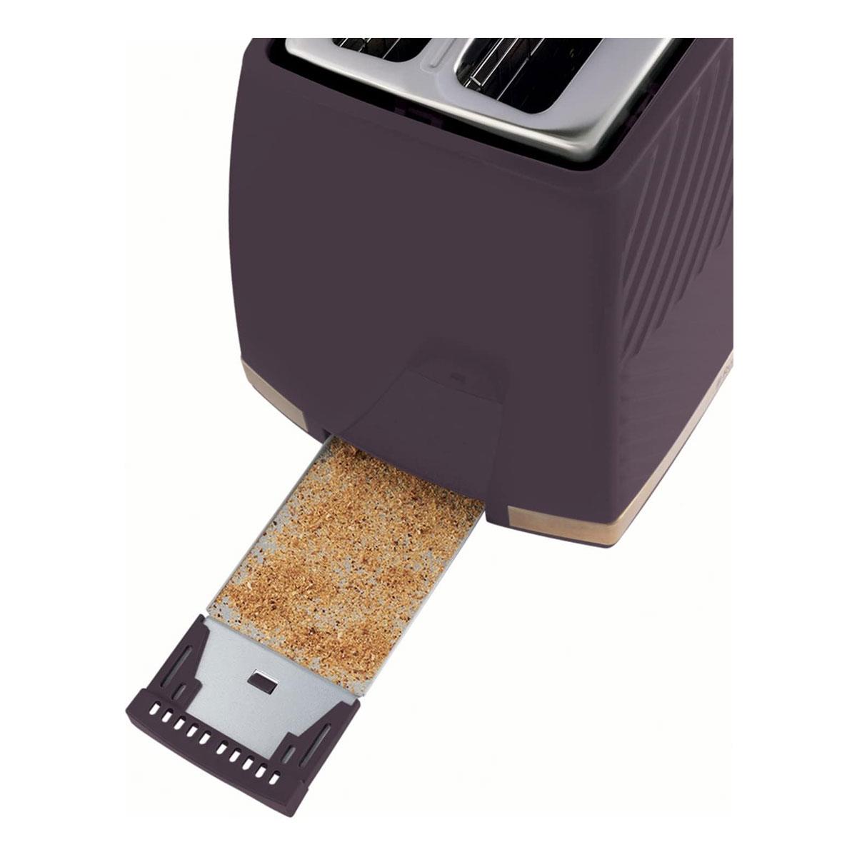 Russell Hobbs Groove 2 Slice Toaster With Frozen Cancel And Reheat Settings 850W - Mulberry