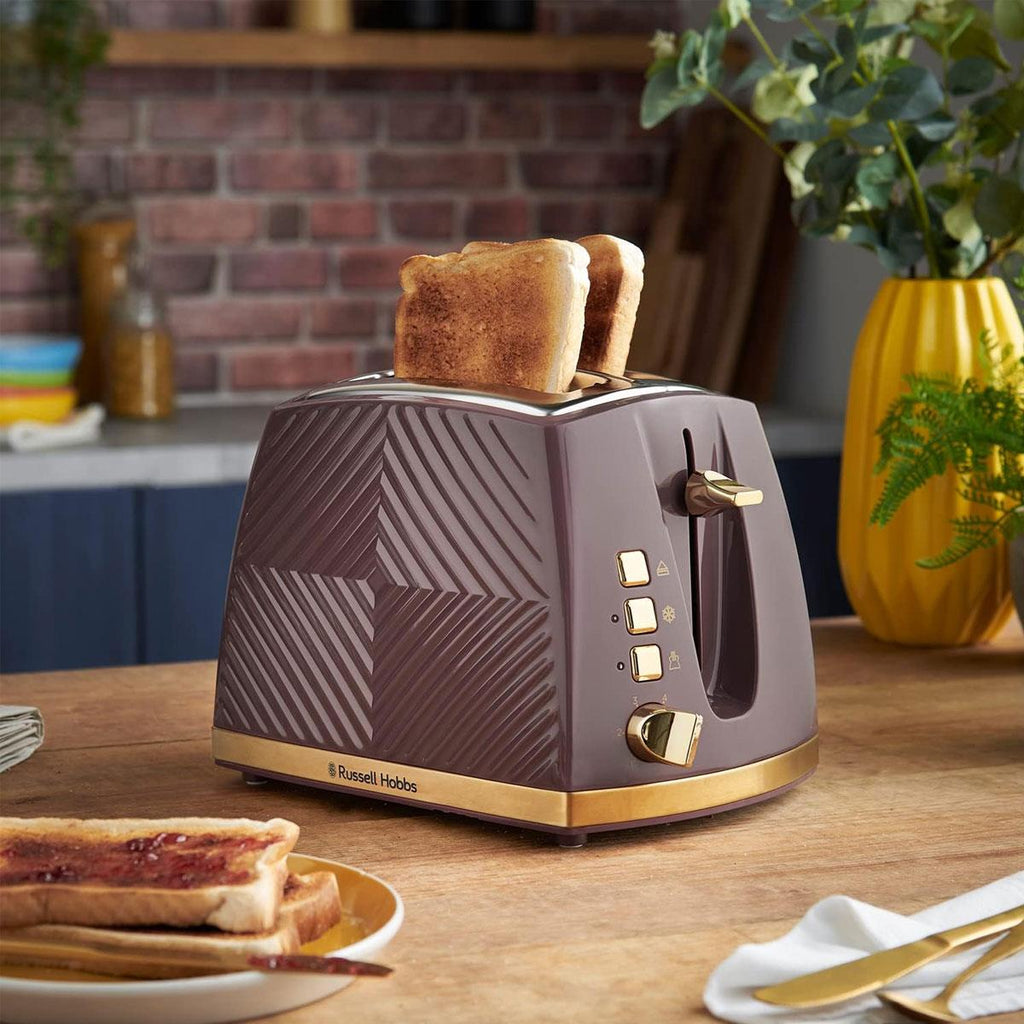 Russell Hobbs Groove 2 Slice Toaster With Frozen Cancel And Reheat Settings 850W - Mulberry