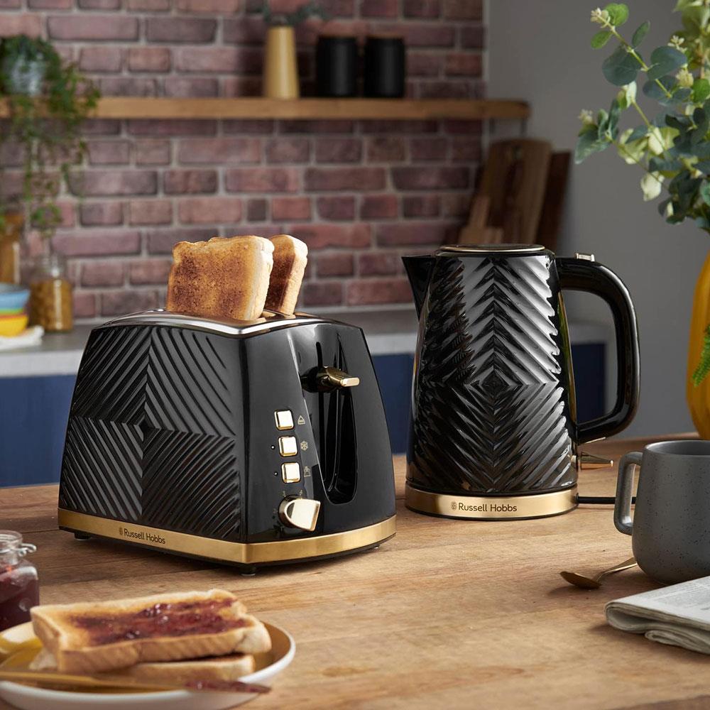 Russell Hobbs Groove 2 Slice Toaster With Frozen Cancel And Reheat Settings 850W - Black
