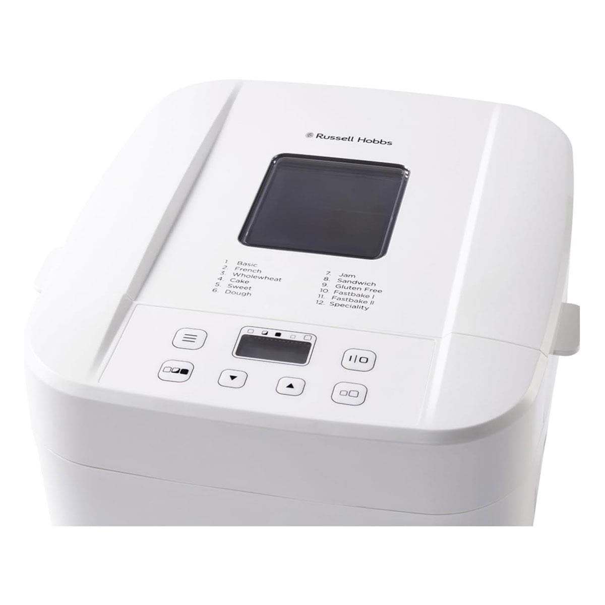 Russell Hobbs Fast Bake Bread Maker 12 Breadmaking Functions 600W 900g Capacity - White