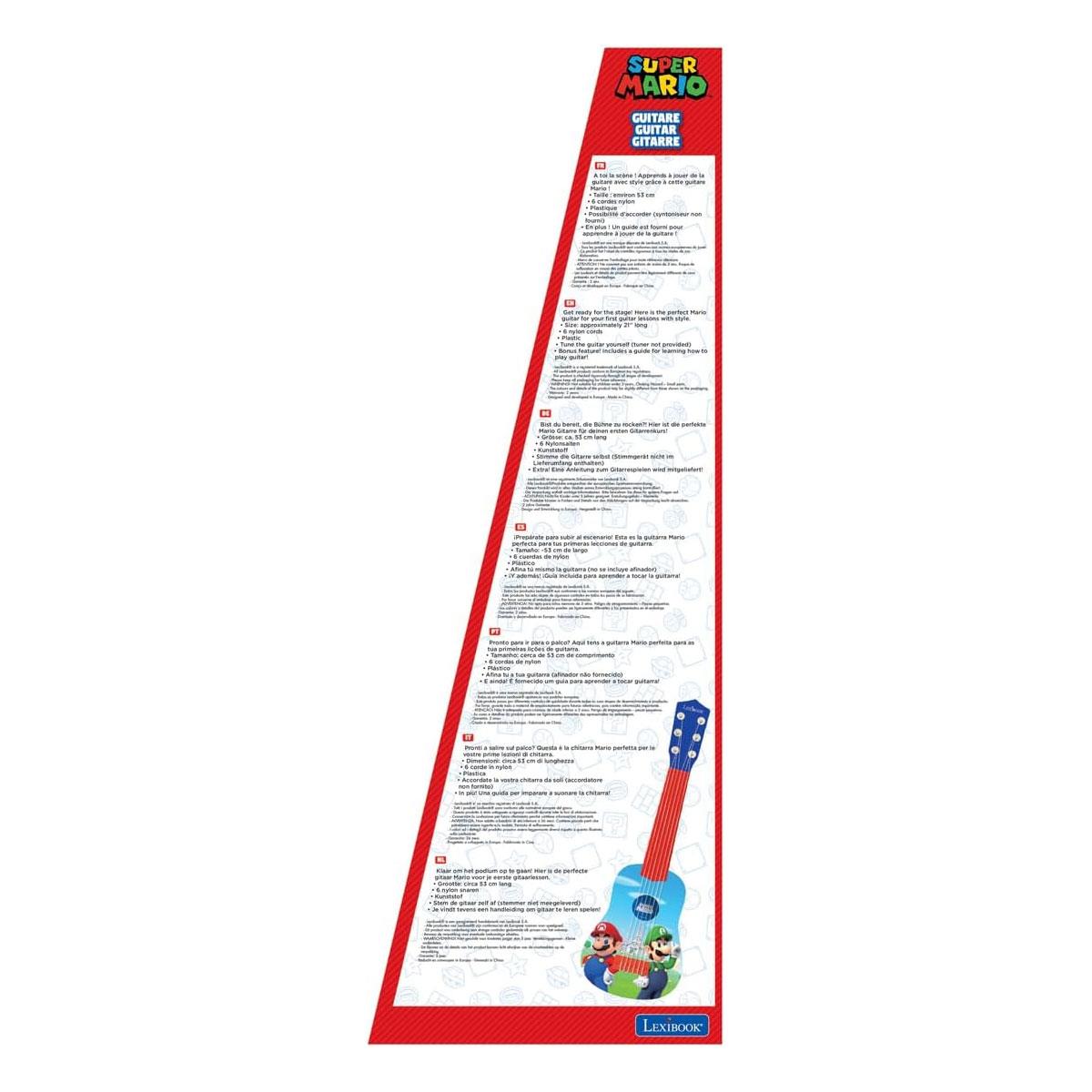 Lexibook Super Mario My First Guitar With 6 Nylon Strings 53cm - Blue/Red